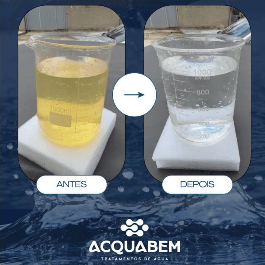 Antes e depois da água tratada pela Acquabem